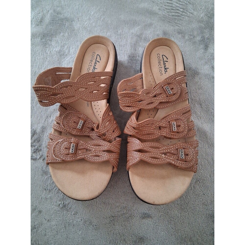Clarks Collection Woman's Brown Sandal Slip-On 8-8.5